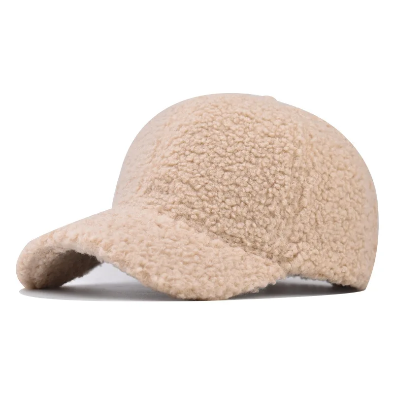 

Hot Sale 2023 New Streetwear Winter Women Green Hat Plush Baseball Caps For Men Outdoor Warm Lamb Wool Hat Hip Hop Cap Bone