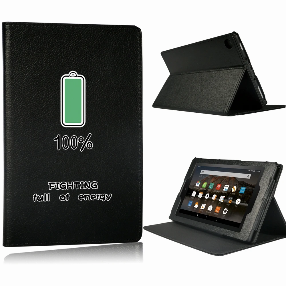 

Flip Tablet Case for Fire 7(5th/7th/9th)/HD 8(6th/7th/8th)/HD10(5th/7th/9th) Dust-proof Front Bracket White Image Series Cover