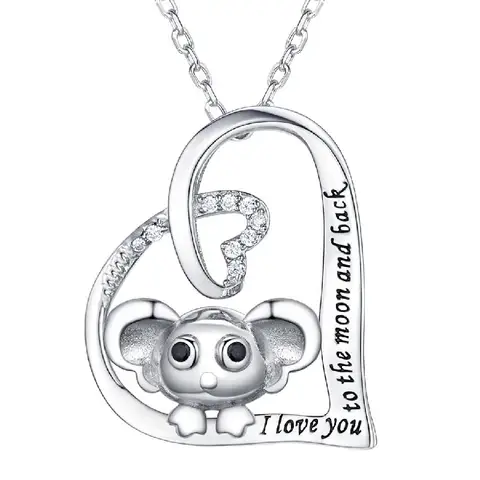 Ожерелье с подвеской в виде сердца, искусственное серебро, «Я люблю тебя до Луны и спины», милые животные, Koala, искусственное ожерелье