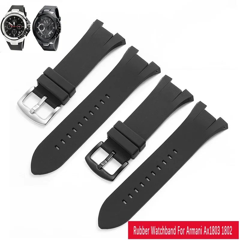 New Rubber Watchband Special for Armani AX1803 AX1802 AX1040 AX1050 Men Watch High Quality Silicone Strap 32*14mm Bracelet
