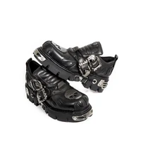 mens and womens retro rock shoes 2022 new dark punk leather metal niche low top platform shoes