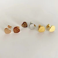 dainty luxury jewelry gold color stainless steel forever love heart earrings for women elegant simple stud letter t earrings