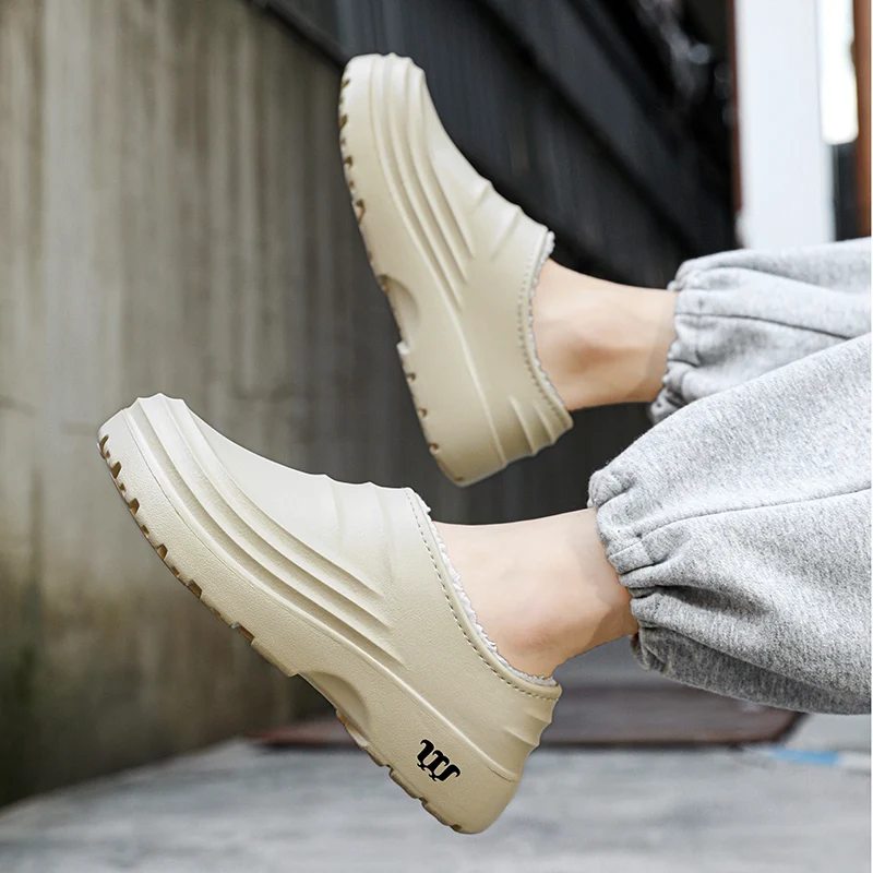 Зимняя теплая кухонная Нескользящая водонепроницаемая обувь Тапочки из ЭВА для