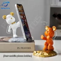 Kawaii Bear Sculpture Mobile Phone Stand Room Cute Bear Desktop Decration Bracket Mobile Phone Holder Accessories Birthday Gifts