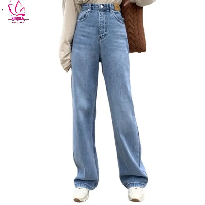 

Women's Pants Straight Leg Jeans Women High Waist Slim Loose Autumn Winter Pants Casual Split Washed Mom Fashion Trousers