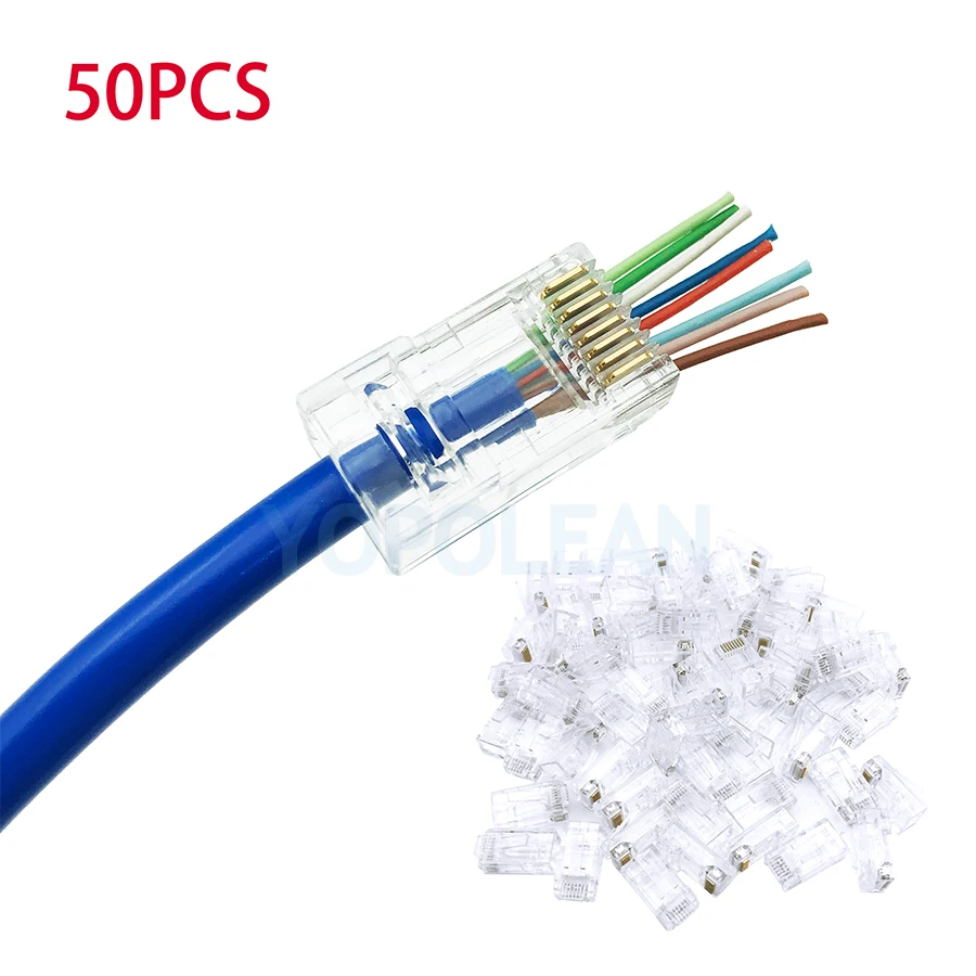 50 шт./лот RJ45 кошка 5E Cat 6 сетевой модульный разъем 8P8C CAT5E CAT6 Ethernet кабель