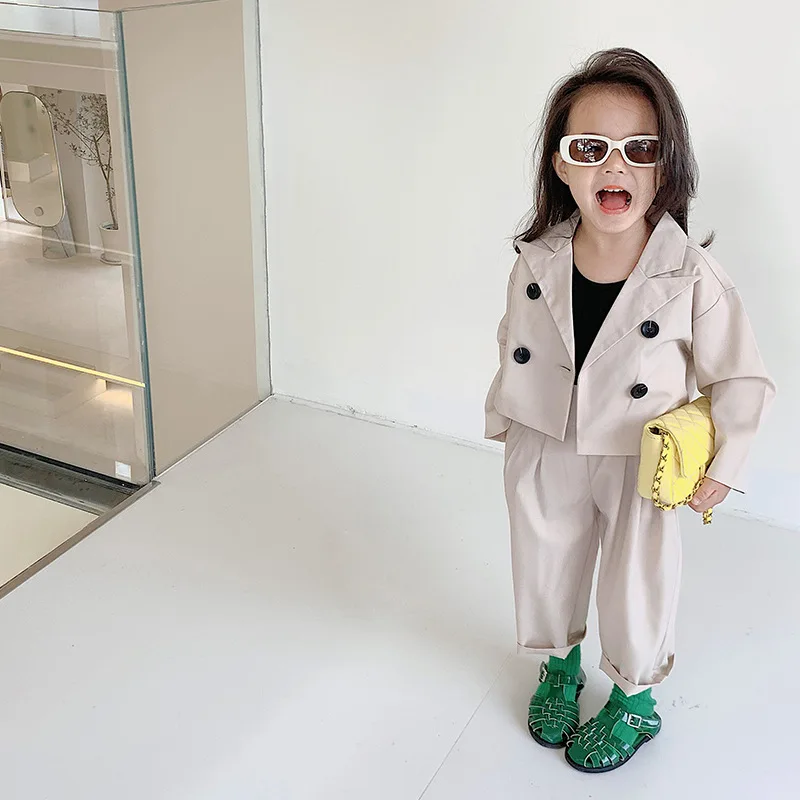 

Children Clothes Spring and Autumn 2022 New Girls Suit Fashion Casual Loose Handsome Boys and Girls Korea Children Clothes Set