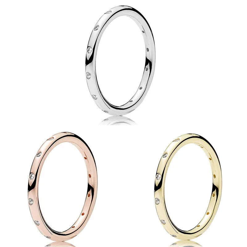 

Original Moments Rose Gold Droplet Stack With Crystal Ring For Women 925 Sterling Silver Wedding Gift Fashion Jewelry