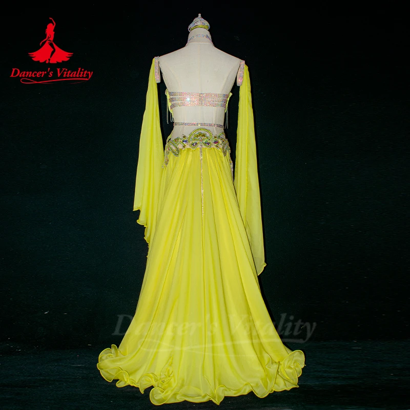 Женский костюм для танца живота шифоновый бюстгальтер + рукава длинная юбка