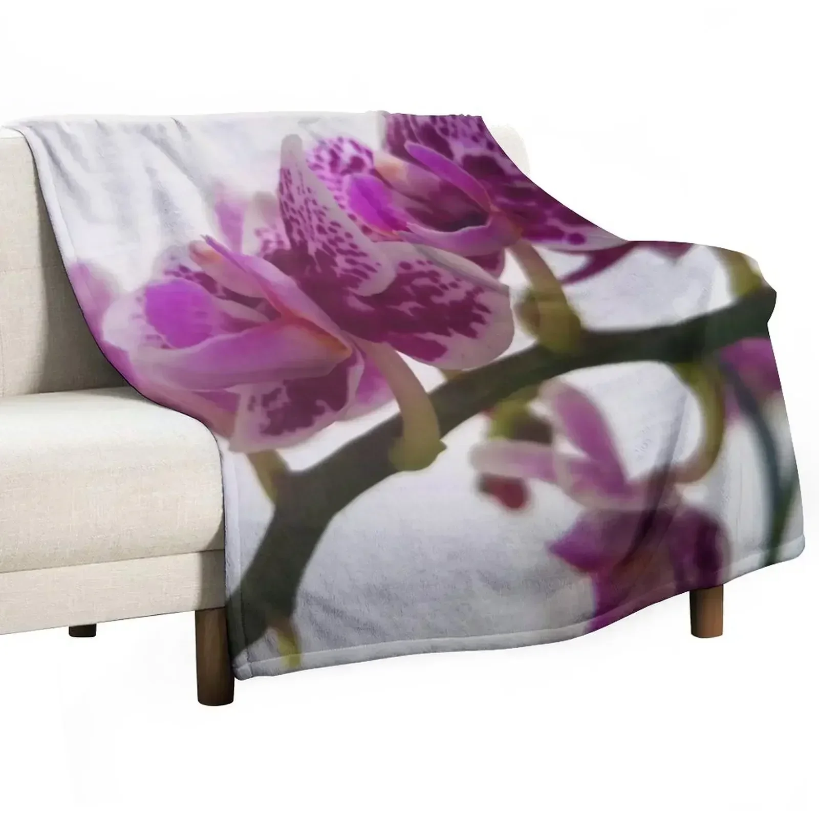 Белое или фиолетовое одеяло с орхидеей на ветке детское летнее постельное белье