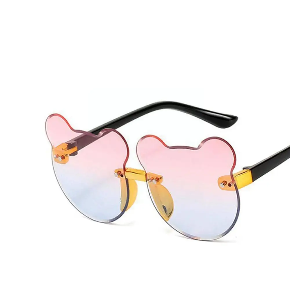 

Детские солнцезащитные очки для девочек, милые Солнцезащитные очки с мишкой, прозрачные солнцезащитные очки без оправы, цветные солнцезащитные очки с защитой от УФ-лучей вечерние Fun для Ba Q2D3