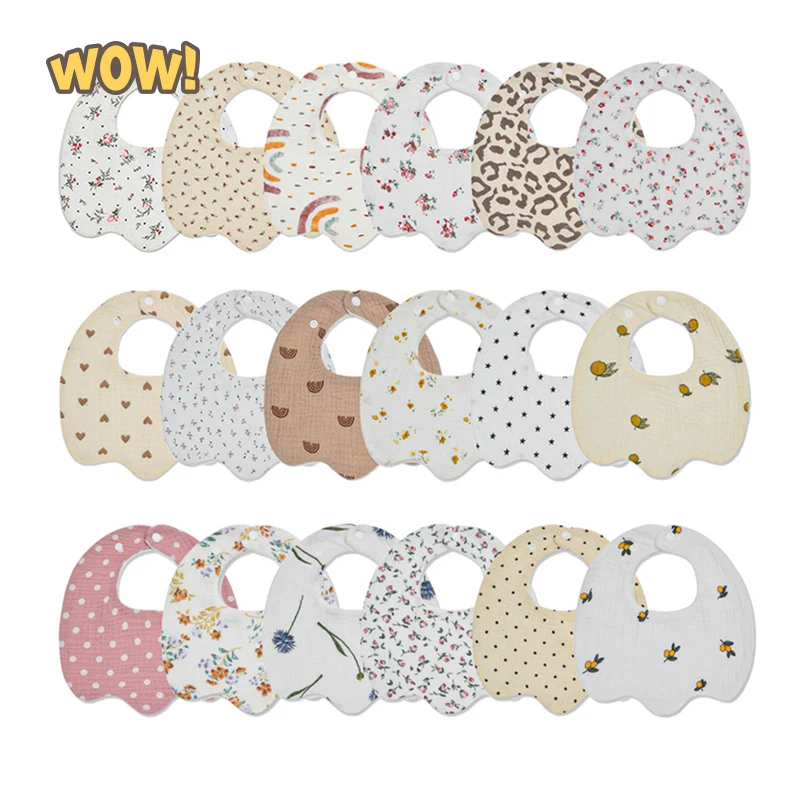 

Детские хлопковые нагрудники с принтом унисекс, новинка, модный 6-слойный хлопковый нагрудник из чистого хлопка с лепестками, детский нагру...