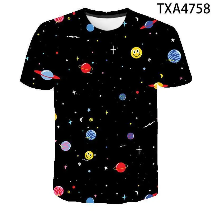 

Футболка для мужчин и женщин, крутая футболка с 3D-принтом звезд, неба, Вселенной, планеты, космоса, галактики, модная уличная одежда для мальч...