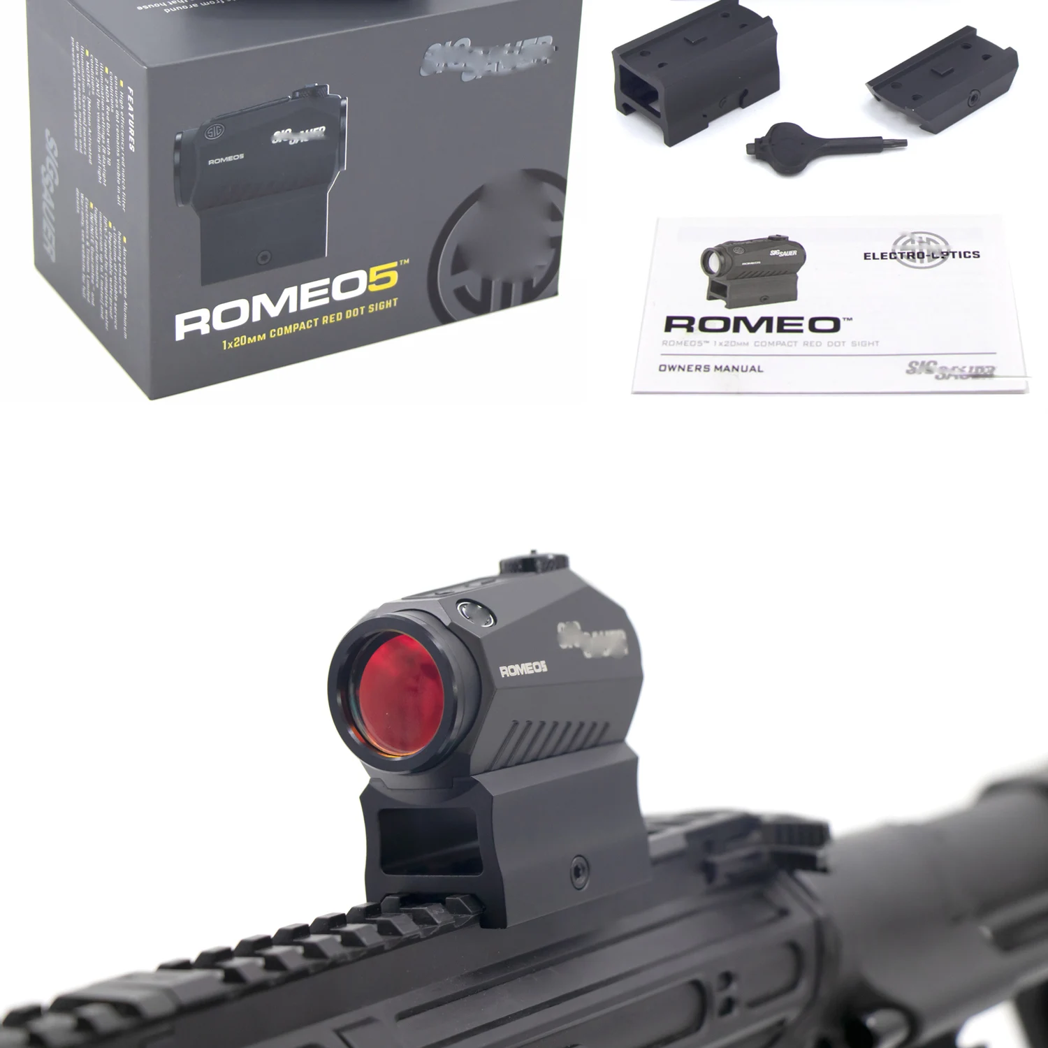 

Высококачественный компактный прицел Romeo5 1x20 мм 2 MOA с красной точкой, прицел для качающейся боевой винтовки, черный, оригинальная версия с по...