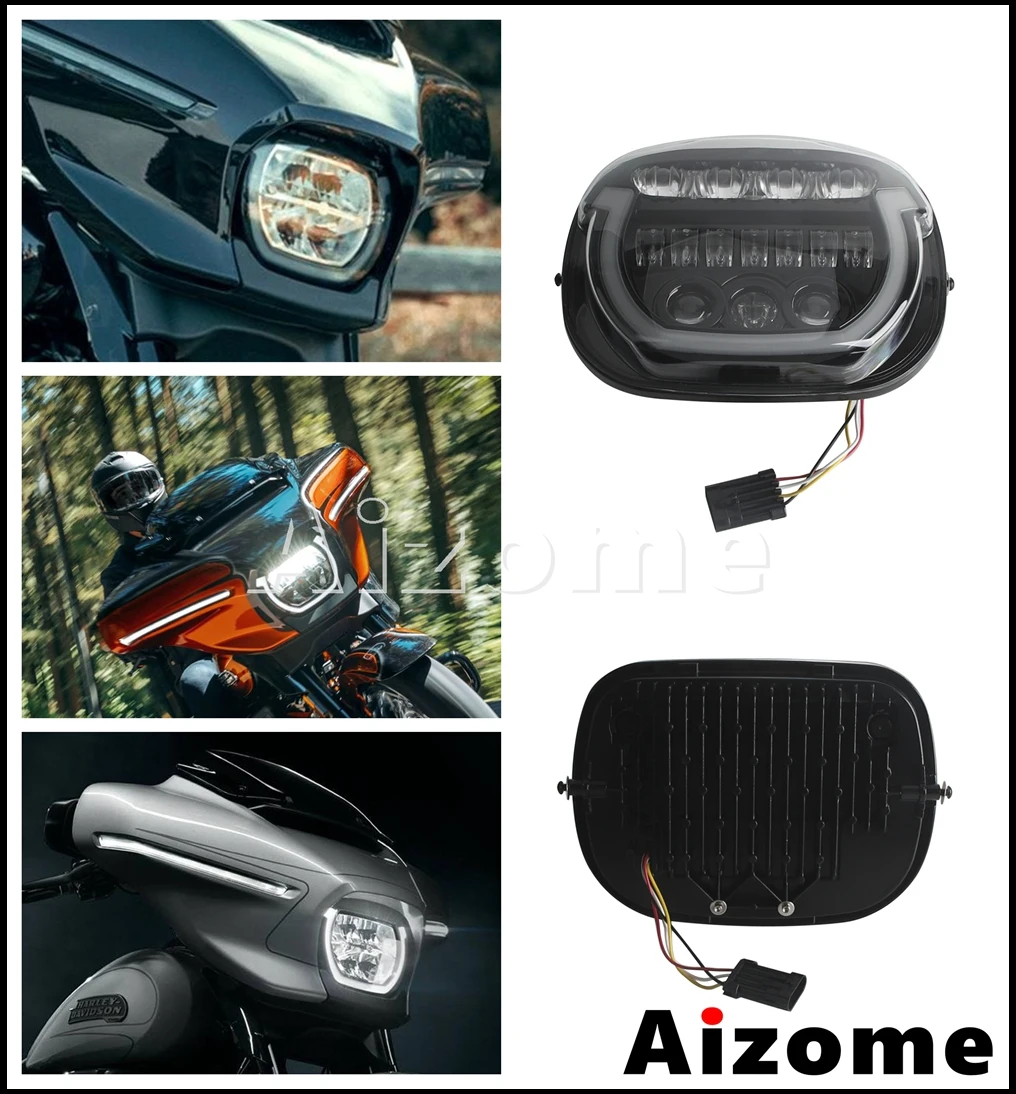 Мотоциклетная светодиодная фара E-Mark E9 передняя проекторная для Harley Touring CVO Street Glide