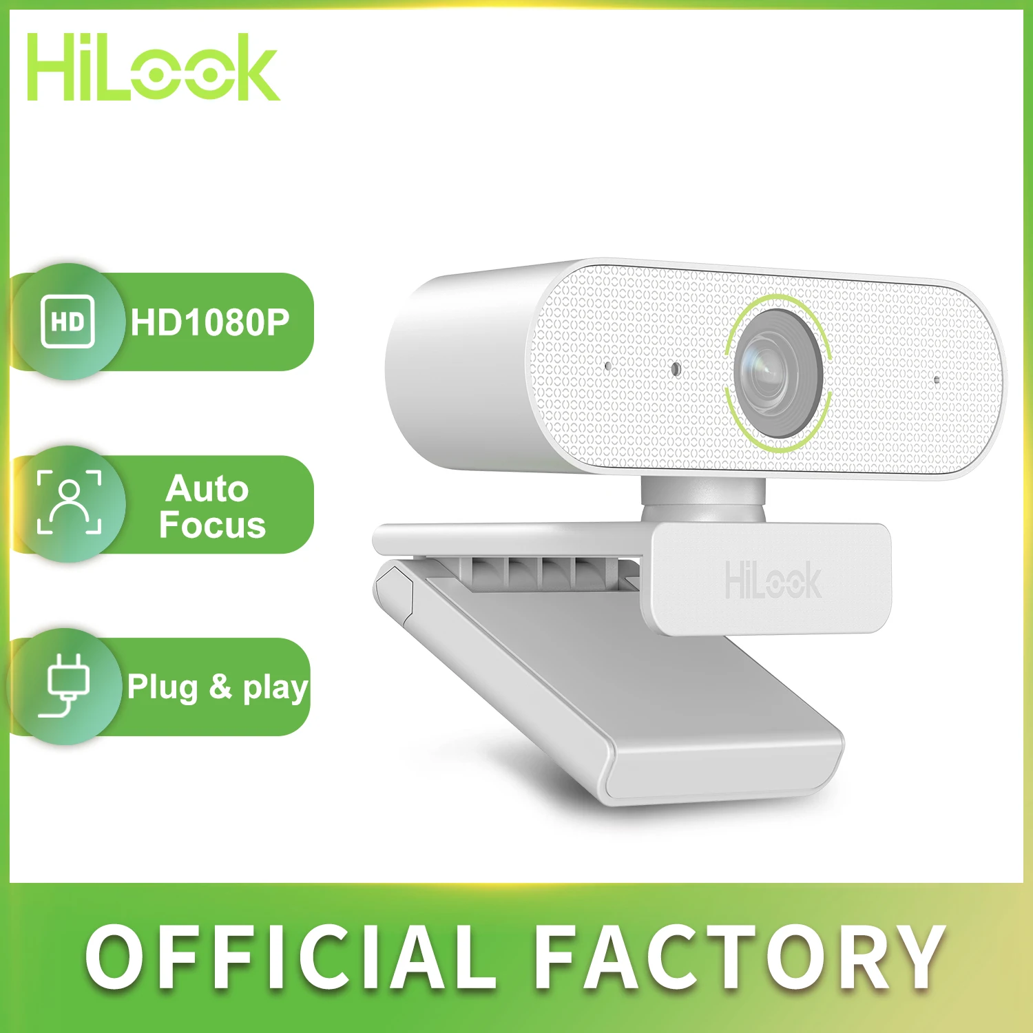 

HiLook 1080p HD 30fps Webcam Distortion-Free Wide Angle Noise-suppressing Built-in Mic Streaming Camera for PC MAC Laptop