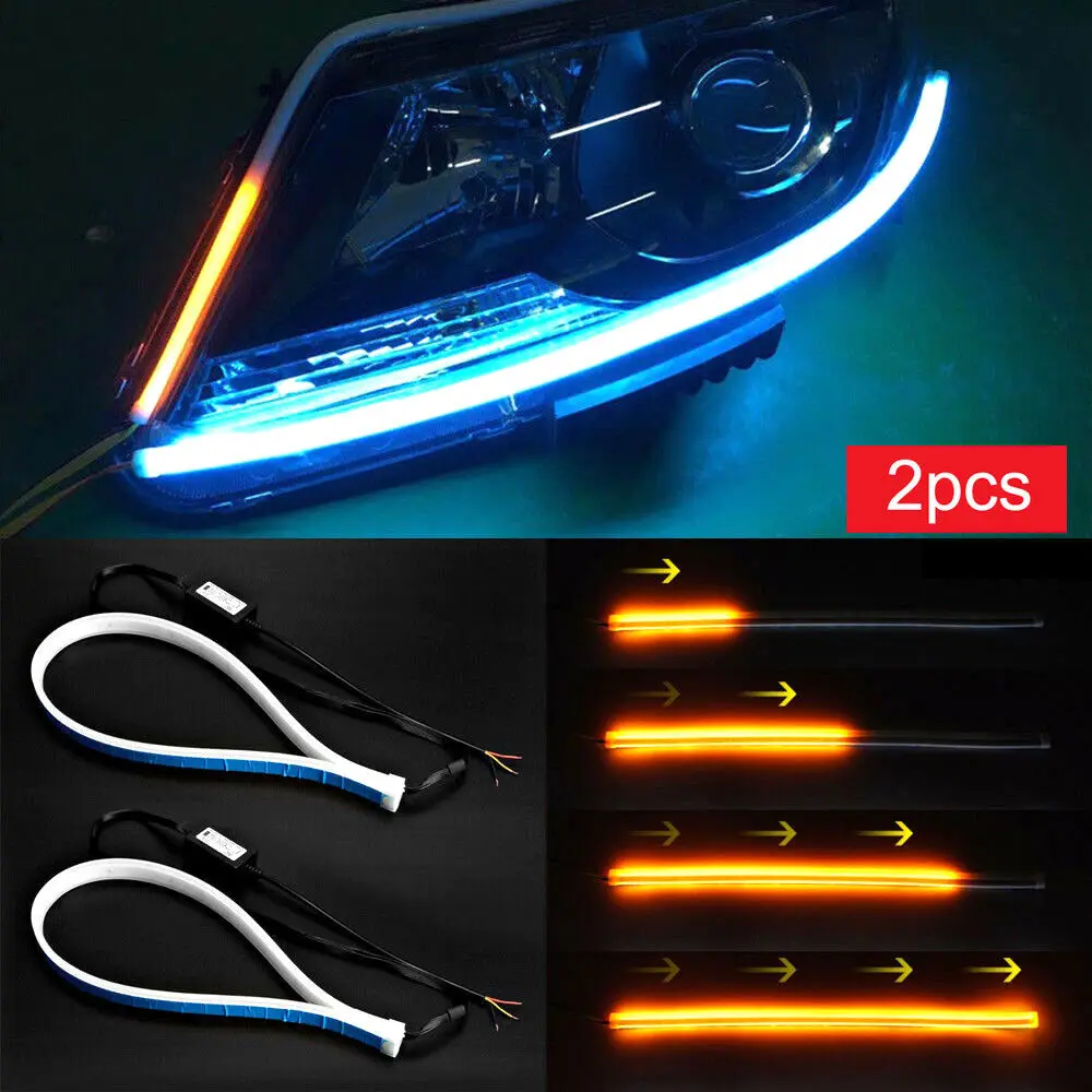 

45cm Soft Tube LED Strip Car Daytime Running Light Turn Signal Lamps Accessories Brand New Auto Parts High Quality And Durable