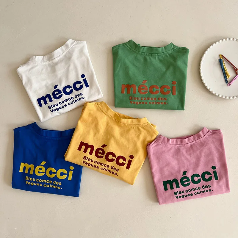 

Весна-Осень 2023, повседневные футболки с длинным рукавом и принтом для девочек и мальчиков, Детская футболка для малышей