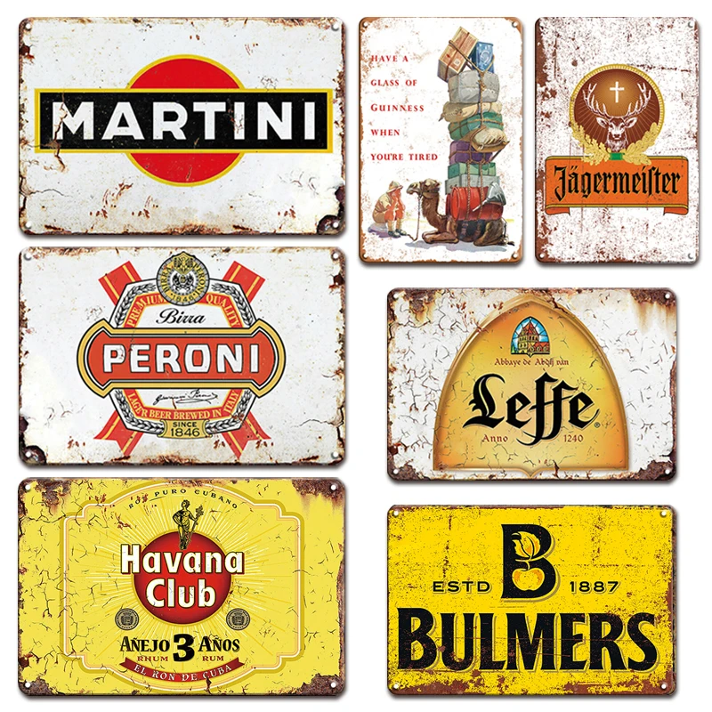 

Decorative Metal Plate Vintage Martini Poster Tin Sign Pub Bar Wall Decor Iron Painting Man Cave Kitchen Advertising Beer Signs