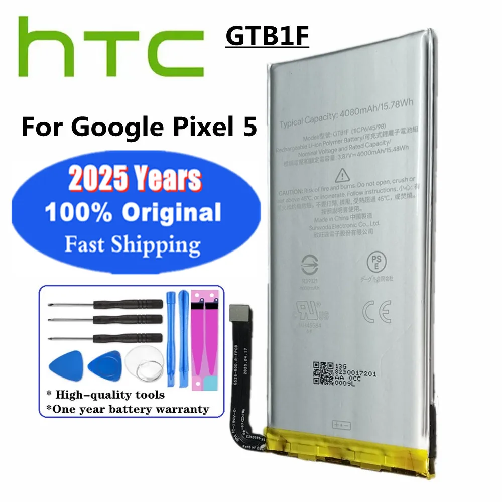 100% оригинальный аккумулятор GTB1F для Google Pixel 5 Pixel5 GD1YQ GTT9Q 4080 мАч сменные