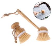environmental friendly bamboo pot dish bowl washing brush kitchen cleaning tool with hemp rope handle easy use