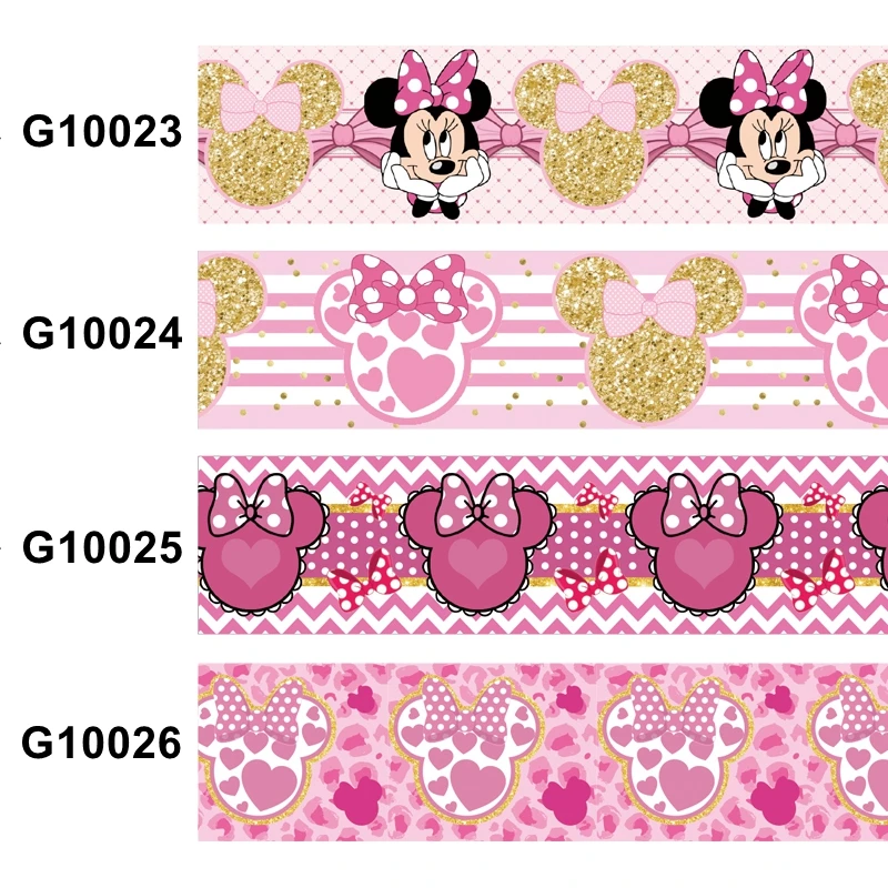 

Love Disney Minnie Cartoon Printed Grosgrain Ribbon 22mm 25mm Liston 50yards FOE for DIY Hair Bow Craft Supplies Materials