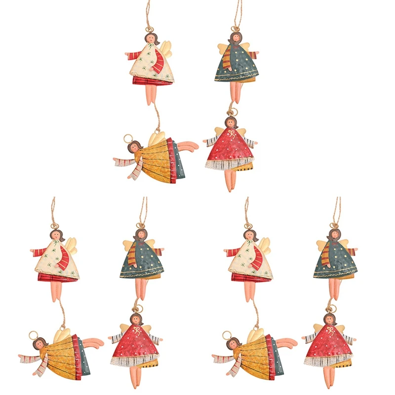 

AFBC 12 PCS Christmas Metal Dancing Angel Pendants Christmas Tree Hanging Ornaments Xmas Tree Doll Decorations For Home Party