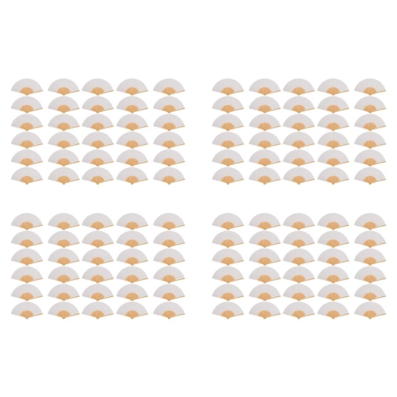 

120 PCS Folding Paper Hand Fan Custom Halloween Ladies Baby Shower Wedding Favors Gift Birthday Party Decoration(White)