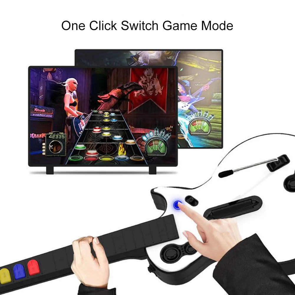 

2 in 1 Guitar Hero Controller Guitar Gamepad Joysticker Pattern With Adjustable Strap for PC PS3 Computer Game Console Accessory