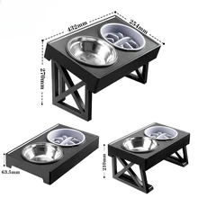 Feeding Bowl Dogs Slow Stand Dog Adjustable Height Big Bowls Dish Pet 3 Water Elevated Food Table Feeders Medium Double 