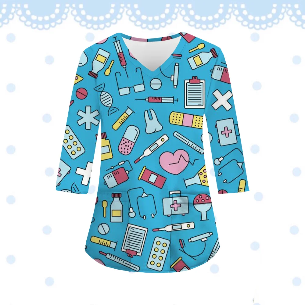 Униформа медсестры с героями мультфильмов 3D принт микроэластичная