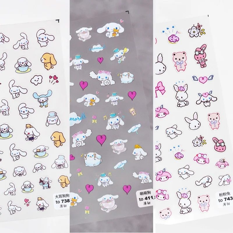 

Kawaii Sanrioed Anime Cartoon series HelloKitty Cinnamoroll mymelody cute Fashion creative mini manicure sticker stationery stic