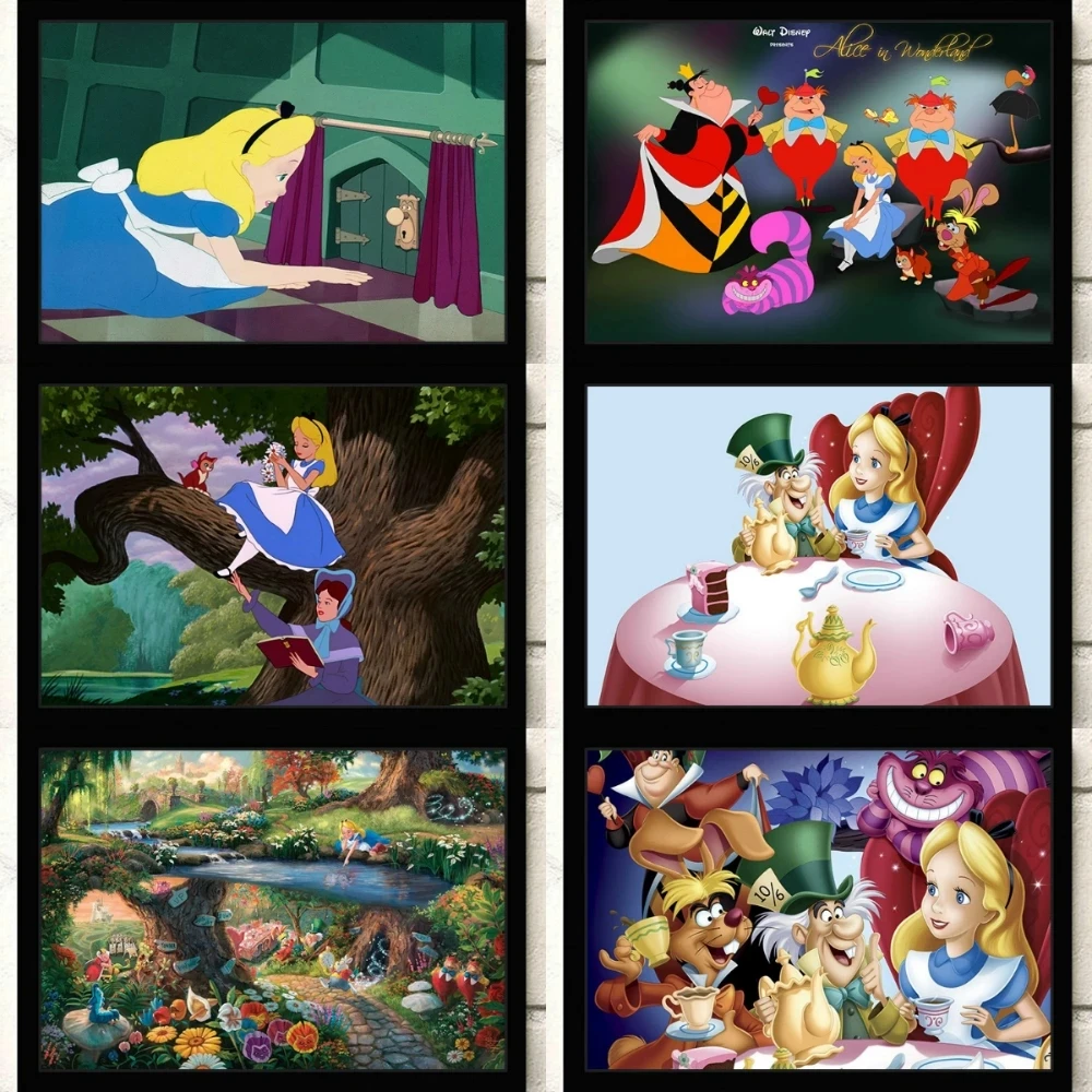 

Disney Wall Artwork Anime Modular Paintings Alice In Wonderland Pictures Hd Printed Home Poster Canvas Living Room Decoration