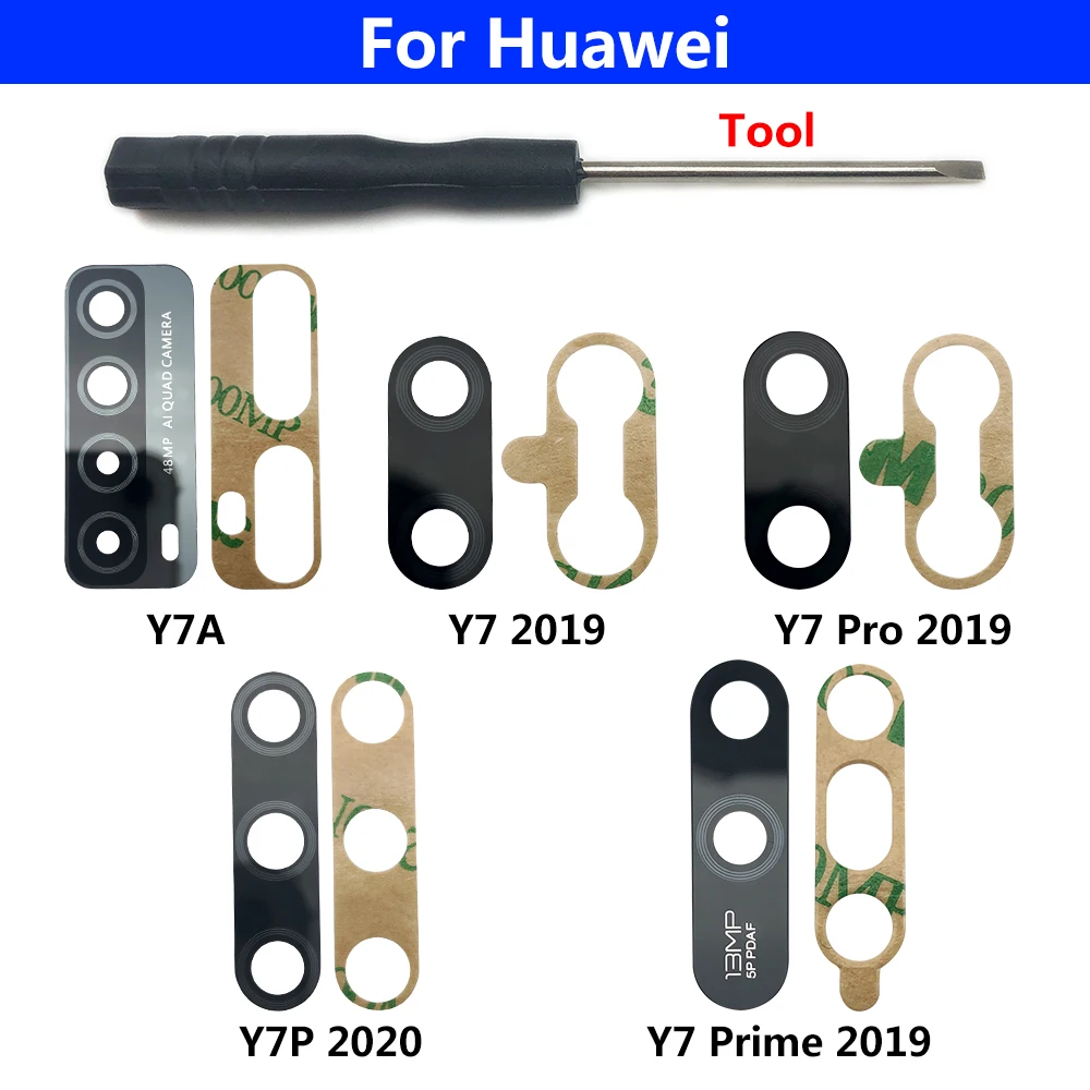 

50 Pcs Back Rear Camera Glass Lens With Repair Tools For Huawei Y5P Y6 Pro Y6S Y7 Pirme Pro Y7A Y7P Y8P Y8S Y9 Pirme Y9A Y9S