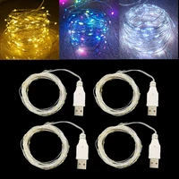 5pcs led fairy lights usb copper wire string lights holiday lamp garland luces for christmas lights outdoor wedding decorations