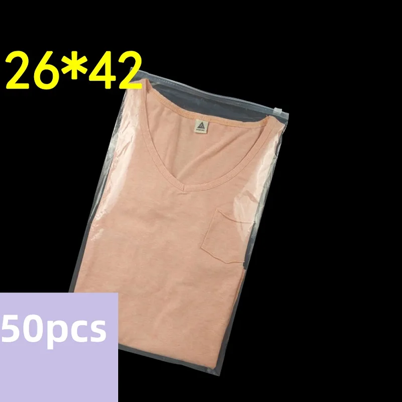 

50pcs/lot 26x42cm Garment Zipper Bag 12 Wire Trousers Packing Bag Plastic Self Sealing Bag Storage Bag