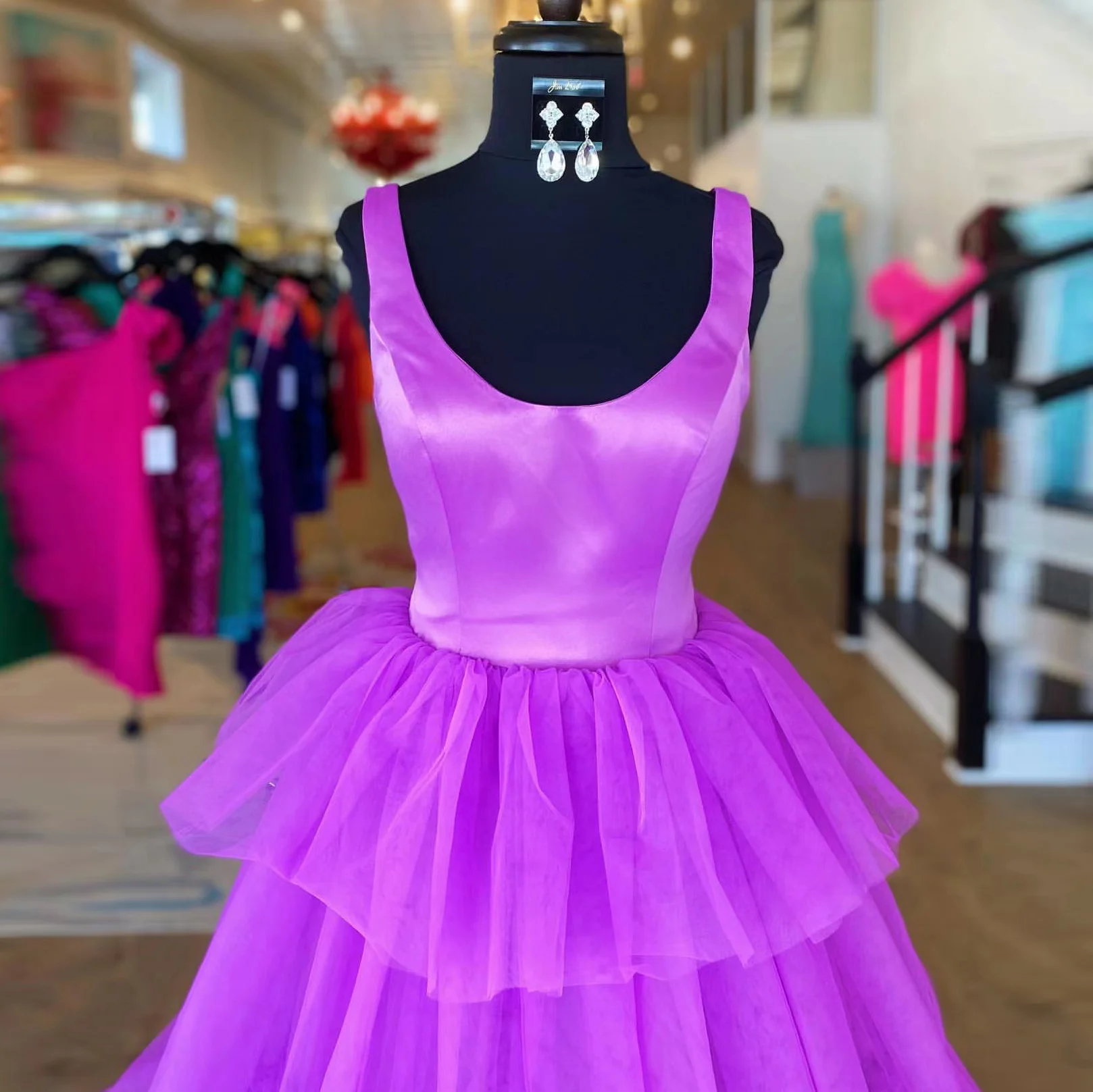 Фиолетовые элегантные платья для выпускного вечера Женская юбка с оборками в два