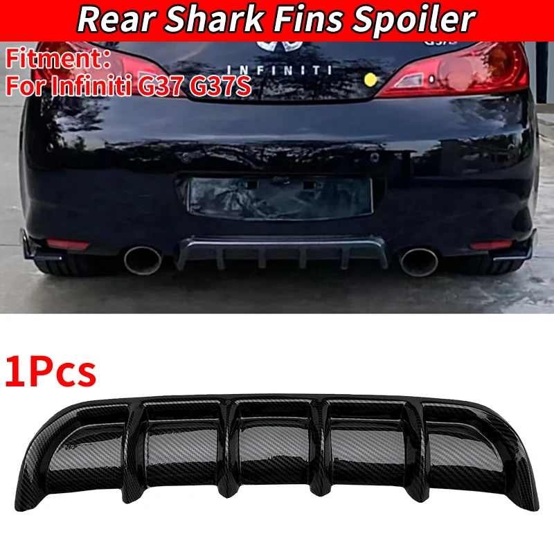 For Infiniti G35 G37 G37S Car Rear Bumper Lip Diffuser Shark Fins Spoiler Body Kit Protector Carbon Fiber Look Auto Accessories