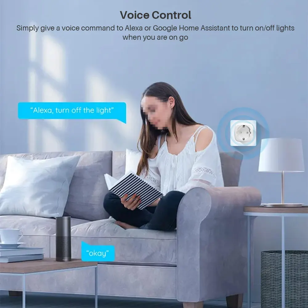 Умная розетка Tuya с Wi-Fi и монитором работает Alexa Google Home Alice умным домом 20 А |