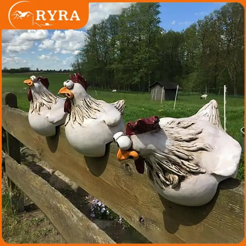 

Courtyard Decoration Spoof Cock Ornaments Resin Animal Modeling Garden Decor Statues Cartoon Funny Fence Decoration Crafts Funny