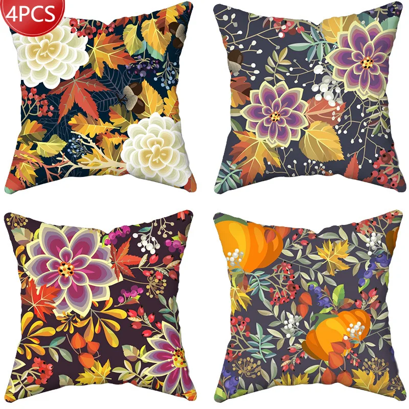 

Green Plant Leaves Pillow Cover Polyester Cushion Cover PillowCase Pillows Decor Home Car Seat Square Throw Pillows for Bedroom