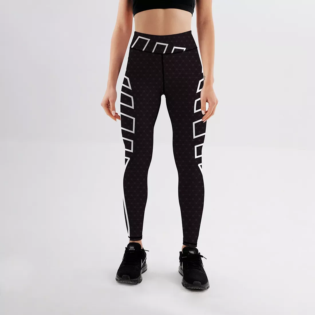 

2022New Mesh Pattern Printed Women Sportswear Leggings Casual Black High Waist Skinny Polyester Leggings