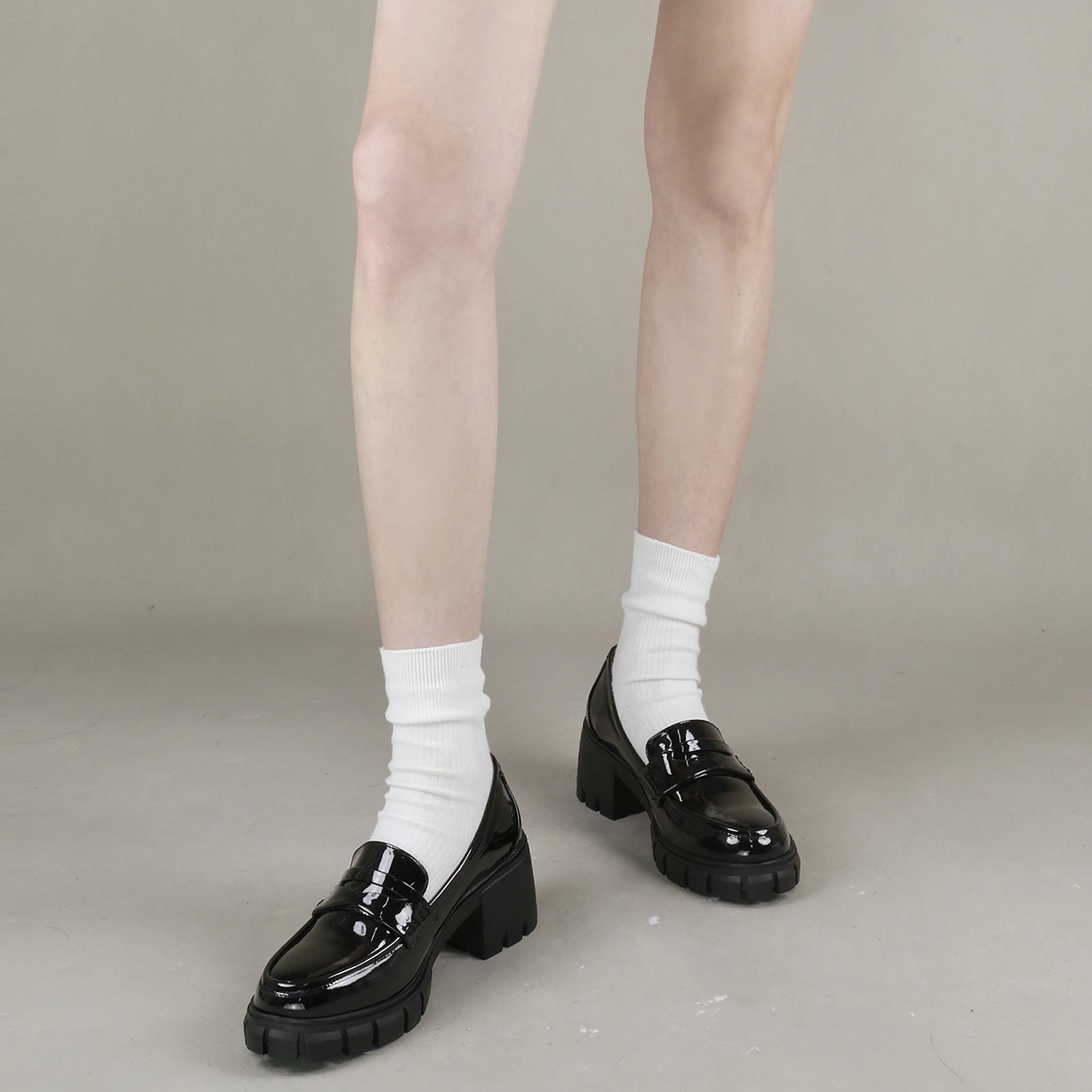 TAOFFEN 2023 Chunky Loafers Women Block Heels British Oxford Girls Shoes Platform Slip on Casual Work Shoes Cosplay Punk Shoes