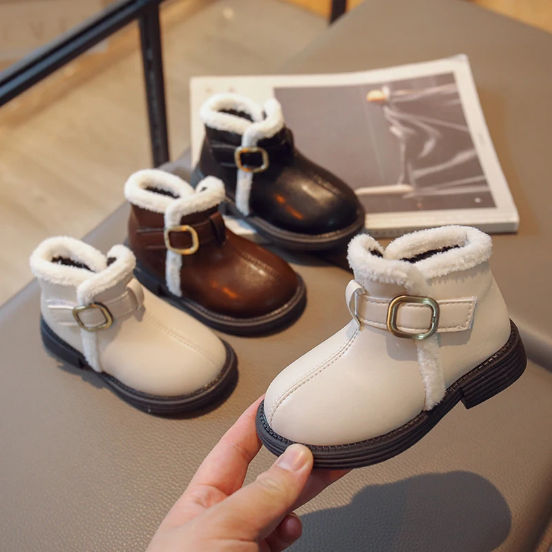 Ботинки на липучке для мальчиков и девочек однотонные милые Нескользящие