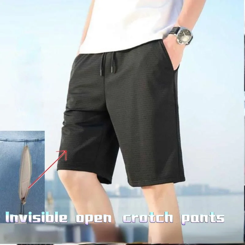 

Summer Ice Mesh Eye Fast Dry Five-point Shorts Men Love To Avoid Invisible Zipper Open Pants Outdoor Fun Play Field Wear Conveni