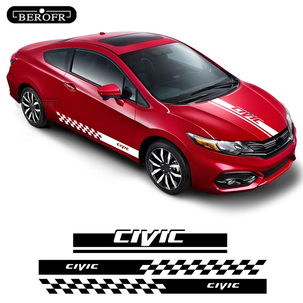 

Для Honda Civic TypeR хэтчбек седан Автомобильная дверь боковая юбка наклейка авто капот полосы гоночный Спорт Стайлинг виниловая пленка наклейка