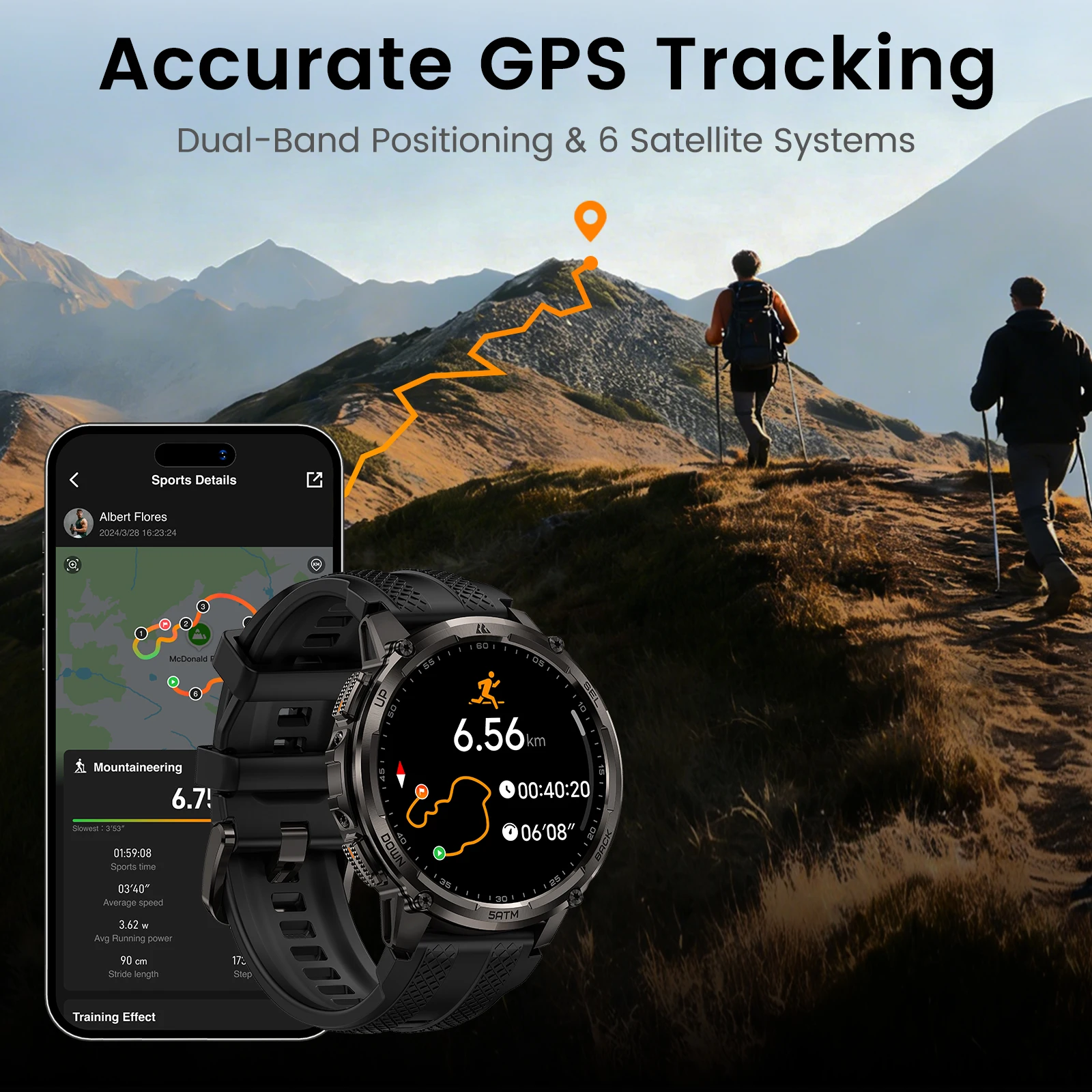 Фото Смарт-часы KOSPET TANK T4C для мужчин: тактические уличные часы с рацией и GPS, военный уровень прочности, водонепроницаемость 5ATM №2