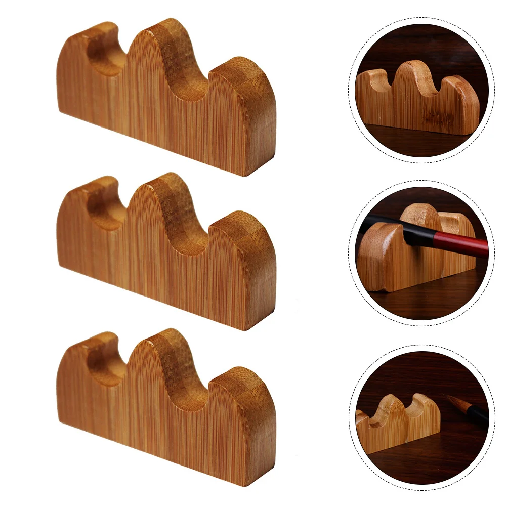 

3 Pcs Calligraphy Brush Holders Banboo Chinese Brush Pen Rack Brush Rest