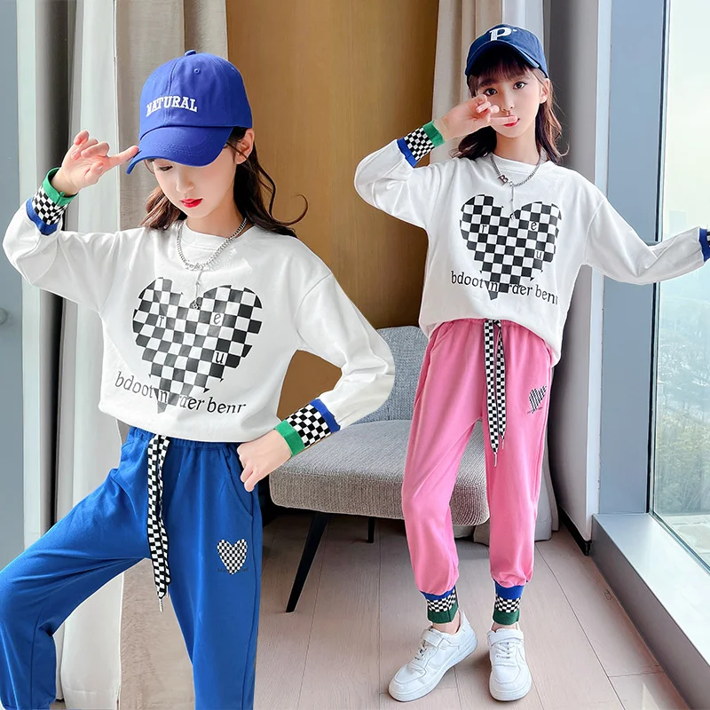 

Girls Suit Sweatshirts +Pants Cotton 2Pcs/Sets 2022 Lovely Spring Autumn Thicken Sport Tracksuits Teenagers Kid Baby Children Cl