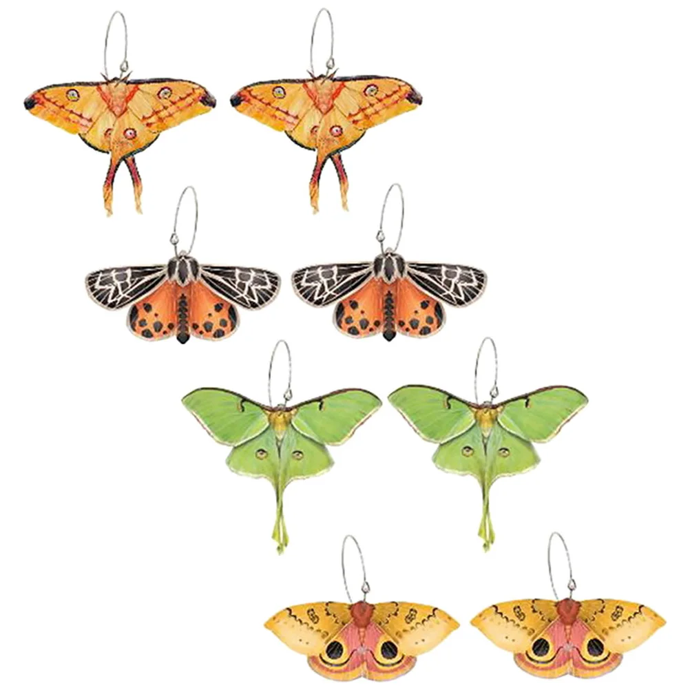 

4 Pairs Earring Drop Earrings Girl Green Dangle Hoop Women Metal Funky